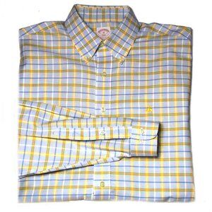 Brooks Brothers Supima Cotton Oxford Cloth Shirt Tattersall Check Men's Size M